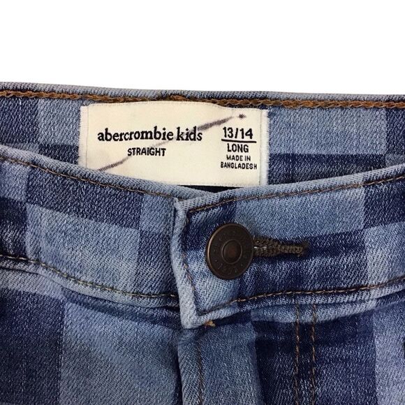Abercrombie Kids Straight Two-Tone Blue Checkered Jeans 13/14 Long - Picture 9 of 11